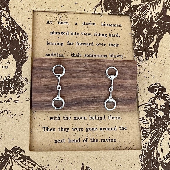 Red Saguaro Trading Post Jewelry - Genuine Sterling Silver Snaffle Bit Stud Earrings